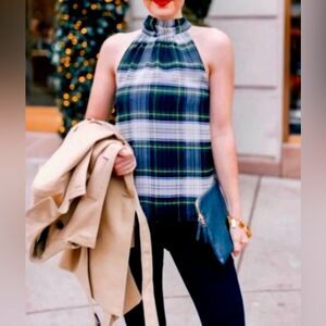 J Crew Tartan Plaid Halter Top Size 8